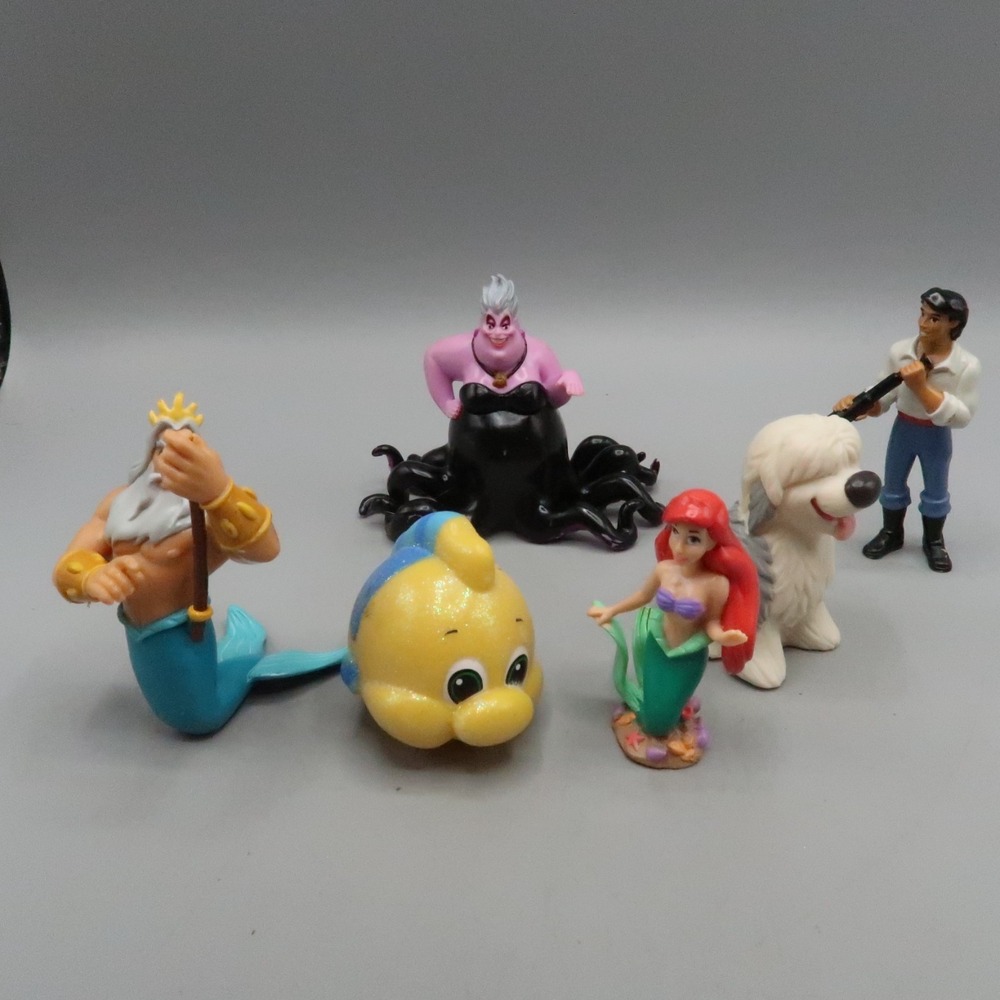 The Little Mermaid Ariel Playset Figure Cake Topper PVC Ursala Eric Trident Dog